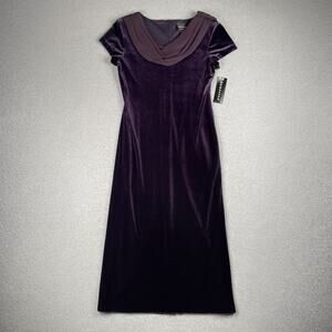 Vintage Velvet Long Maxi Formal Dress 8P Purple Draped Y2K 90s Whimsigoth Glam